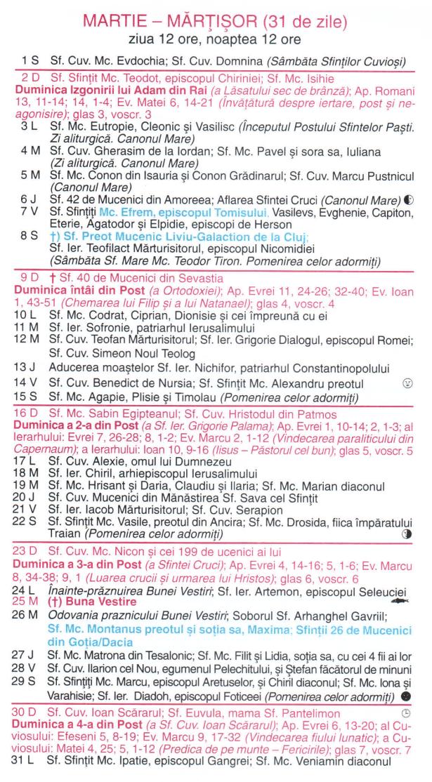 Calendar ortodox 2025